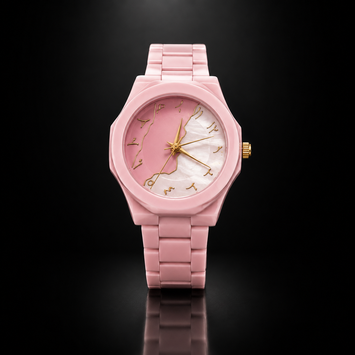 Elegant Pink Ceramic Women's Fashion Watch